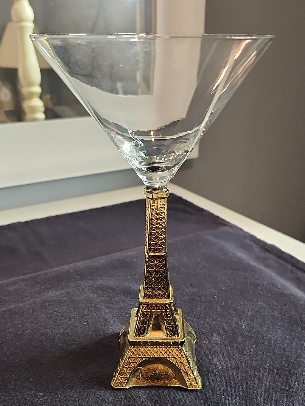 Eiffel Tower Stem Martini Glass - Gold & Clear